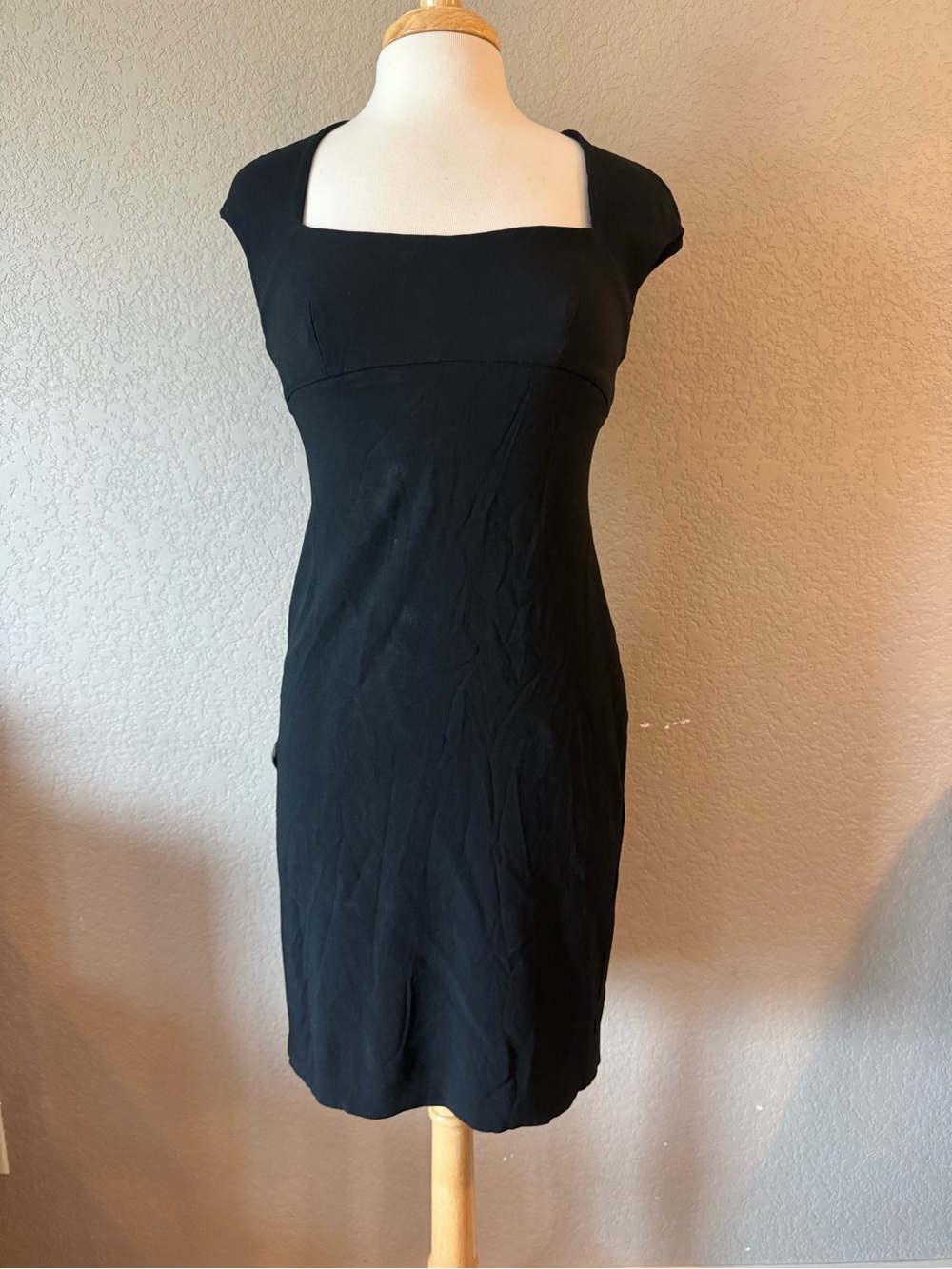 Max Mara Black Square Neck Cutout Back Sheath Dress US 8 Italy